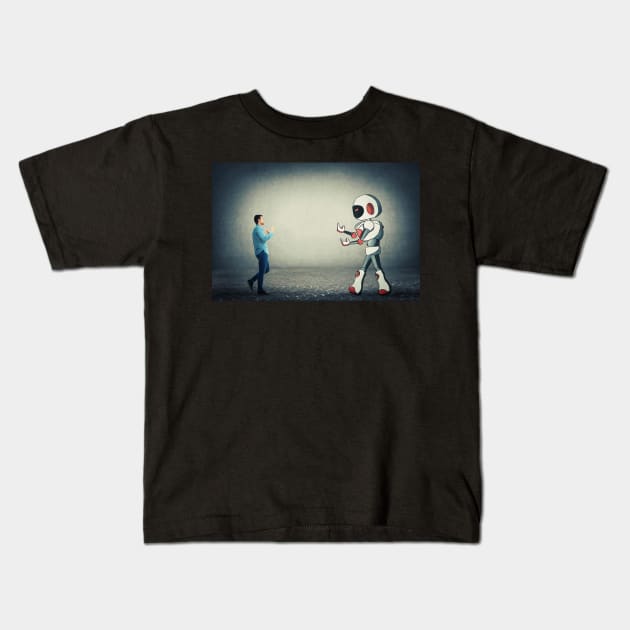 human vs robot Kids T-Shirt by 1STunningArt